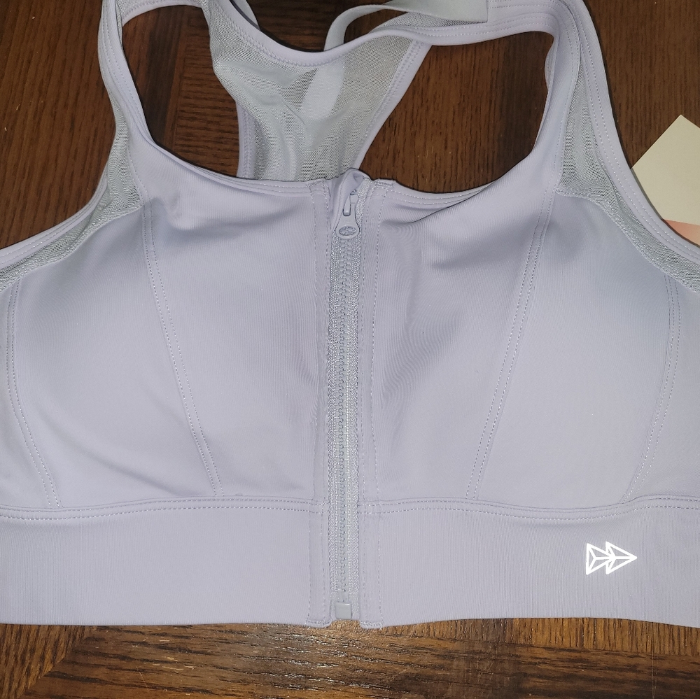 NWT Yvette Light Lavender Front-Zip Running Sports Bra